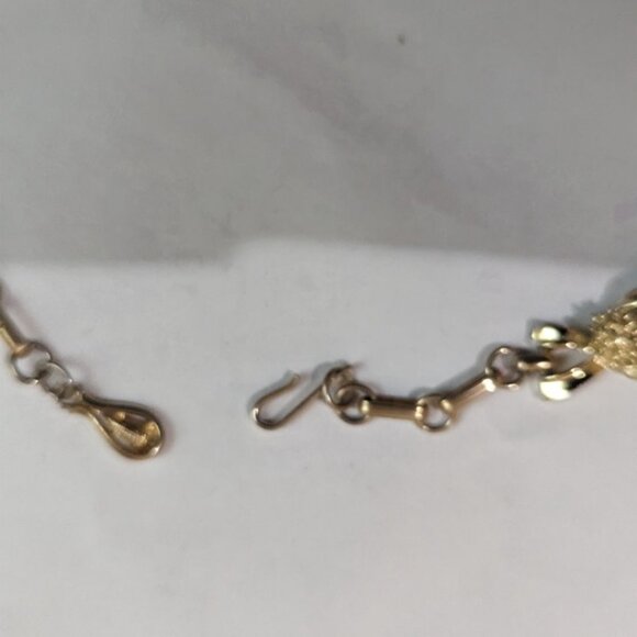 Vintage Coro Necklace gold tone flowers forget me knot leaves choker 15" - Picture 9 of 10